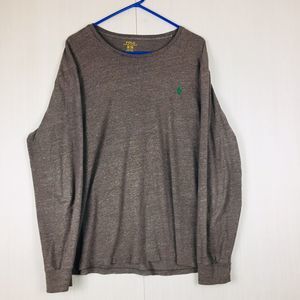 POLO RALPH LAUREN Men's Gray Crew Neck Cotton Long Sleeve Shirt XL Extra Large